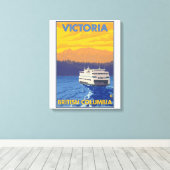 Toile Ferry and Mountains - Victoria, C.-B. Canada (Insitu (Plancher de Bois))