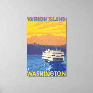 Toile Ferry et montagnes - île de Vashon,
