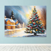 Toile Festif Cabine neige avec sapin de Noël (Insitu (Plancher de Bois))