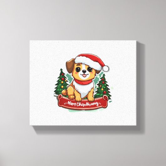 Toile Festif Noël Chien Design Vacances Animaux de compa (Recto)