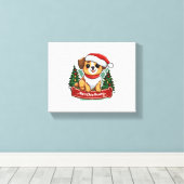 Toile Festif Noël Chien Design Vacances Animaux de compa (Insitu (Plancher de Bois))
