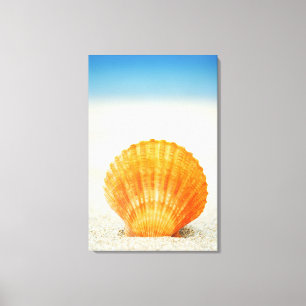 Toile Feston Shell orange se tenant droit en sable