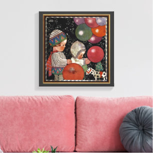 Toile Fête d'anniversaire vintage pour enfants, ballons