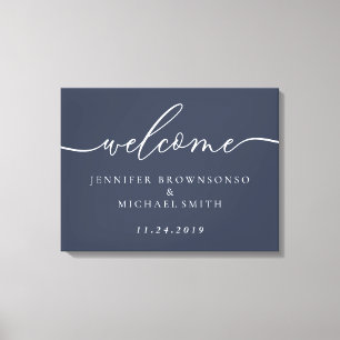 Toile Fête de bienvenue Mariage simple moderne Navy