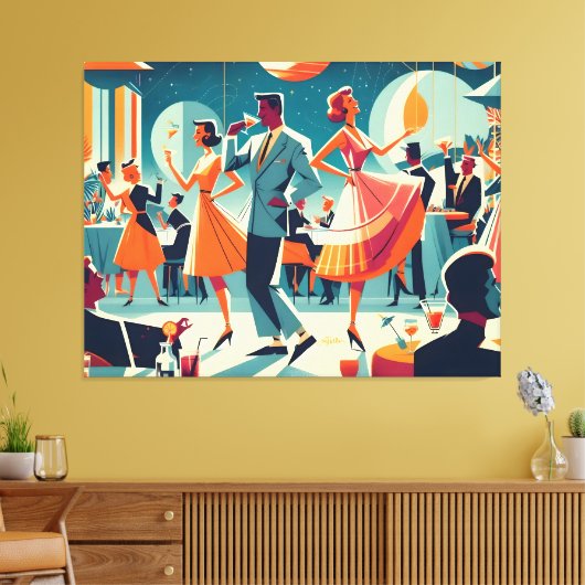 Toile Fête de Cocktail d'Ère Spatiale Milieu de Siècle (Insitu(Salon))