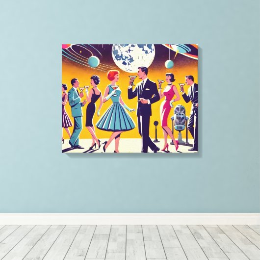 Toile Fête de Cocktail d'Ère Spatiale Milieu de Siècle 6 (Insitu (Plancher de Bois))