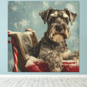Toile Fête de Noël du chien Schnauzer (Insitu (Plancher de Bois))