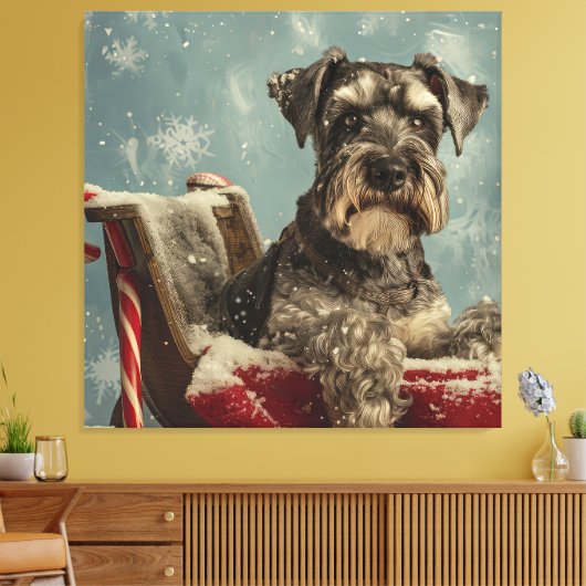Toile Fête de Noël du chien Schnauzer (Insitu(Salon))