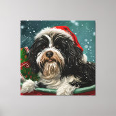 Toile Fête de Noël du chien tibétain Terrier (Recto)