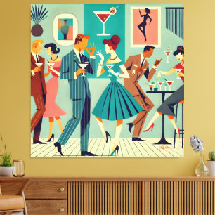 Toile Fête Moderne Du Milieu Du Siècle Martini Dance