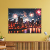Toile Feu d'artifice dans la ville de nuit (Insitu(Salon))