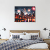 Toile Feu d'artifice dans la ville de nuit (Insitu(Chambre))