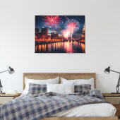 Toile Feu d'artifice dans la ville de nuit (Insitu(Chambre))