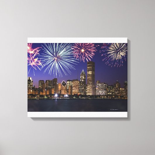 Toile Feu d'artifice sur la skyline de Chicago (Recto)
