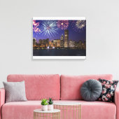 Toile Feu d'artifice sur la skyline de Chicago (Insitu(Salon))