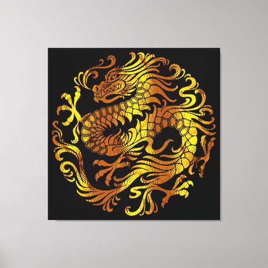 Toile Feu Doré : Gravure d'un Dragon (Recto)