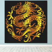 Toile Feu Doré : Gravure d'un Dragon (Insitu (Plancher de Bois))