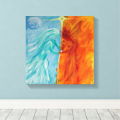 Toile Feu et eau, Masculine Divine et Feminine (Insitu (Plancher de Bois))