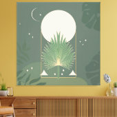 Toile Feuillage au Clair de Lune : Vert Sauge Minimalist (Insitu(Salon))