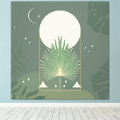 Toile Feuillage au Clair de Lune : Vert Sauge Minimalist (Insitu (Plancher de Bois))