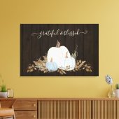 Toile feuillage citrouille blanc bleu poussiéreux (Insitu(Salon))