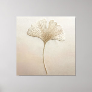 Toile Feuille de Ginkgo dorée Broderie Texture Botanique