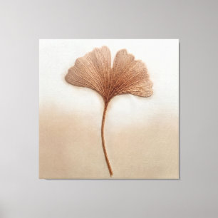 Toile Feuille de Ginkgo dorée rouge Broderie Texture Bot