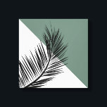 Toile Feuille de palme<br><div class="desc">Style nordique design minimal avec décoration en feuille de palmier noir et triangles blanc et vert</div>
