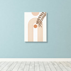 Toile Feuille de palmier arc-en-ciel Soleil, Art géométr