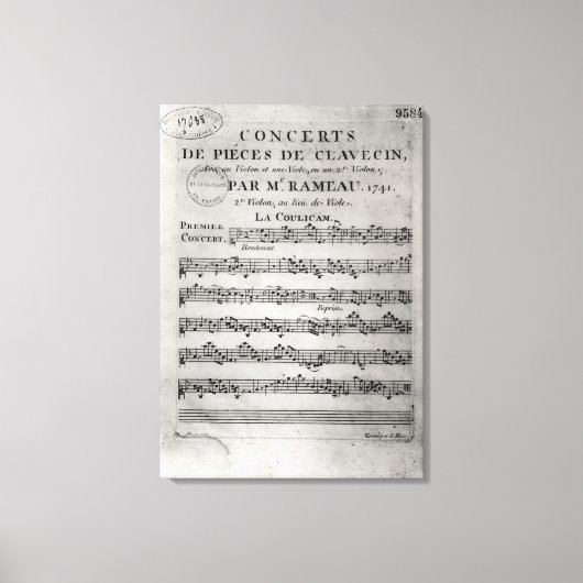Toile Feuille de score pour 'Concerts de Pièces de Pièce (Recto)