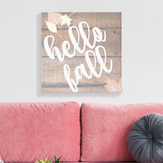 Toile Feuille en bois rustique Hello Fall (Insitu(Salon))