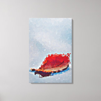 Toile Feuille rouge d'automne flottant sur l'eau