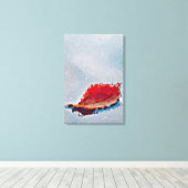 Toile Feuille rouge d'automne flottant sur l'eau (Insitu (Plancher de Bois))