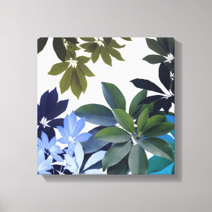 Toile feuille verte et bleue