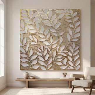 Toile Feuilles botaniques dorées élégantes – Réaliste