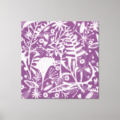 Toile Feuilles botaniques Silhouette violet et blanc (Recto)