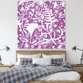 Toile Feuilles botaniques Silhouette violet et blanc (Insitu(Chambre))