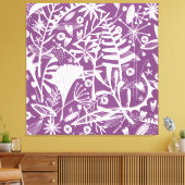 Toile Feuilles botaniques Silhouette violet et blanc (Insitu(Salon))