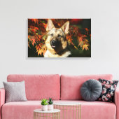 Toile Feuilles d'automne du berger allemand (Insitu(Salon))
