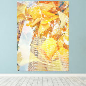 Toile Feuilles d'automne et façade de bâtiment (Insitu (Plancher de Bois))