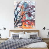 Toile Feuilles d'automne et gratte-ciel (Insitu(Chambre))