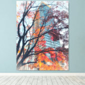 Toile Feuilles d'automne et gratte-ciel (Insitu (Plancher de Bois))