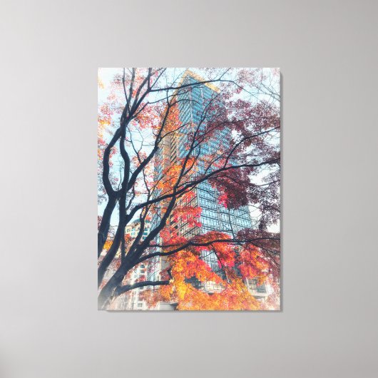 Toile Feuilles d'automne et gratte-ciel (Recto)