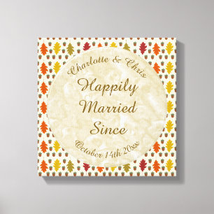 Toile Feuilles de chêne et Acorns Automne Mariage d'auto