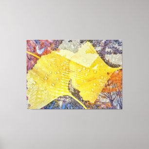 Toile Feuilles de Gingko et Cityscape