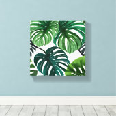 Toile Feuilles de Monstera | Aquarelle Moderne Simple (Insitu (Plancher de Bois))