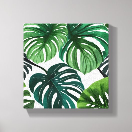 Toile Feuilles de Monstera | Aquarelle Moderne Simple (Recto)