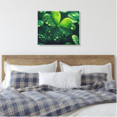Toile Feuilles de trèfle vert avec gouttelettes d'eau - (Insitu(Chambre))