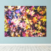 Toile Feuilles d'érable d'automne colorés dans l'eau (Insitu (Plancher de Bois))