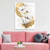Toile Feuilles d'or de luxe Fleurs Abstraites (Insitu(Salon))